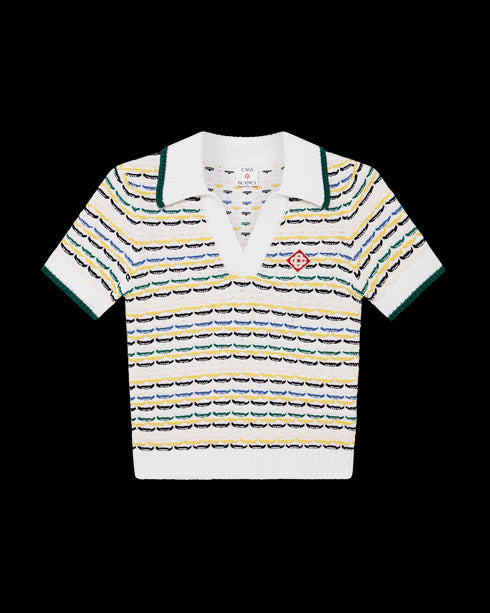CASABLANCA Cotton Tuck Stitch Cropped Polo Shirt Womens Apparel